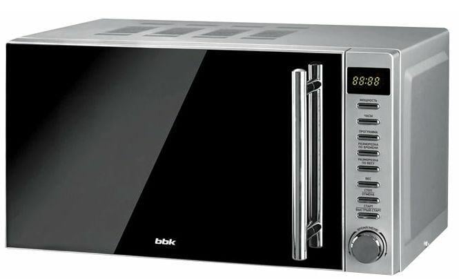 Микроволновая печь BBK 20MWS-721T/BS-M серебристый, 20 л, 700 Вт, переключатели - кнопки, поворотный механизм