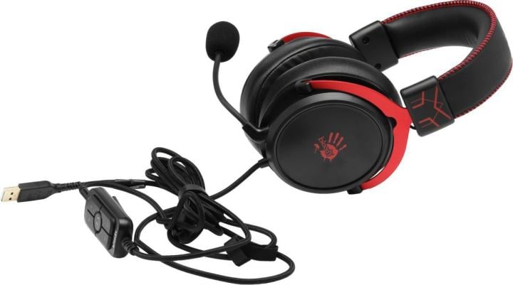 Наушники с микрофоном Bloody M590i Sports Red (7.1, шнур 1м+2м,USB+3.5 мм, с  регулятором  громкости)