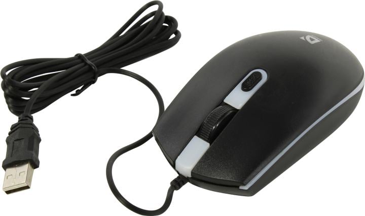 Мышь проводная Defender, DOT MB-986, 1000DPI, оптическая с подсветкой, USB, 3кнопки (черный)