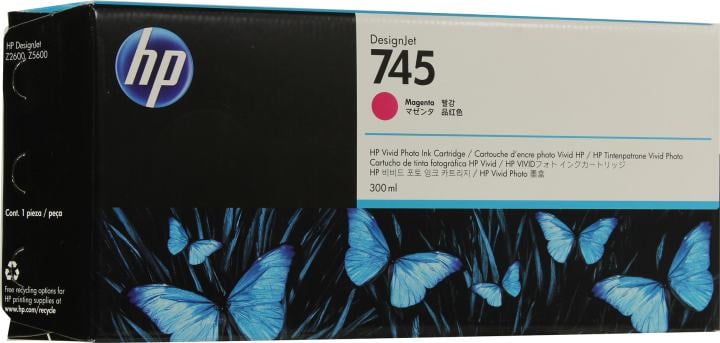 Картридж струйный для плоттера HP (F9K01A) Designjet Z2600/Z5600, №745, пурпурный, 300 мл, оригинальный