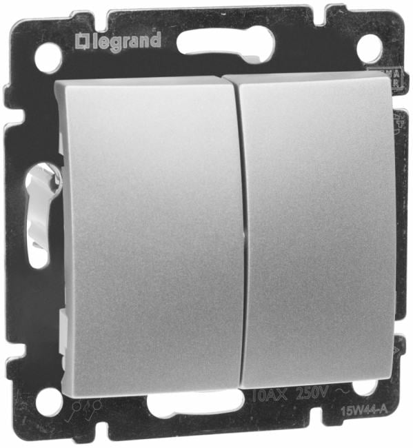 Переключатель Legrand 770108 Valena CLASSIC - на два направления двухклавишный, 10 A, 250 В~, алюминий