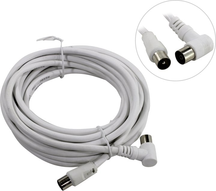 Smartbuy <KTV125> Кабель удлинительный антенный ТВ 9.5  (M-F),  5м,  Г-образный коннектор