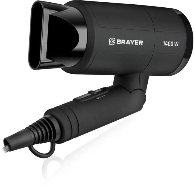 Фен BRAYER BR3040 черный, 1400 Вт, компактный