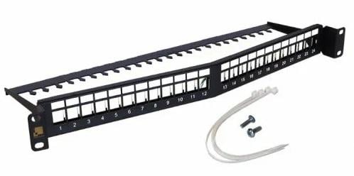 Патч-панель Lanmaster LAN-PPAR24OK-UTP наборная 19" угловая заглубленная, неэкранированная, 24 порта, 1U