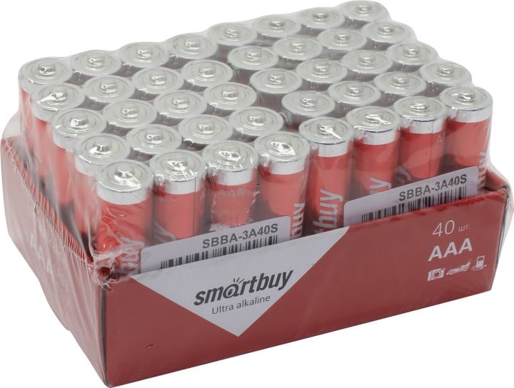 Smartbuy SOBA-3A40S-Eco, Size"AAA", 1.5V, щелочной  (alkaline)  <уп.  40 шт>