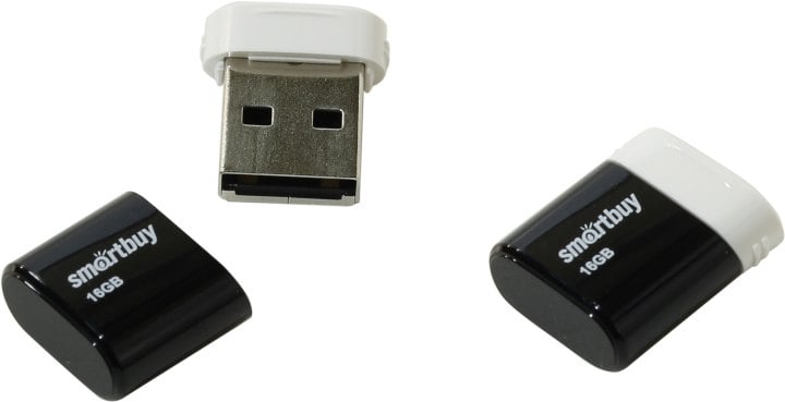 Флешка USB SmartBuy LARA black (SB16GBLARA-K), 16Gb, USB 2.0, R/W 15/5, черный/белый