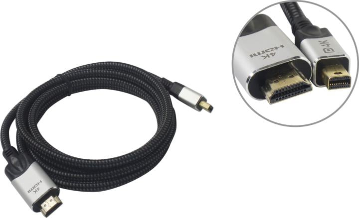 Кабель-переходник/ Кабель-переходник miniDisplayPort M-> HDMI M 4K@60Hz 1.8m VCOM (CG615M-1.8M)