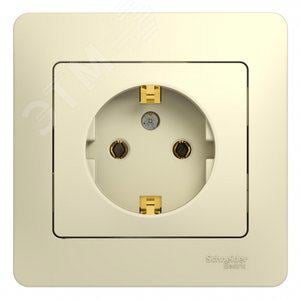 Розетка одноместная Schneider Electric Glossa GSL000242 бежевый (пластиковое основание, заземление)