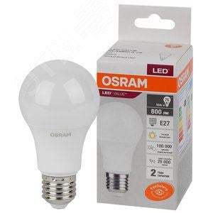 LEDVANCE 4058075578821 Лампа светодиодная LED 10 Вт E27 3000К 800Лм груша 220 В (замена 75Вт) OSRAM (4058075578821)