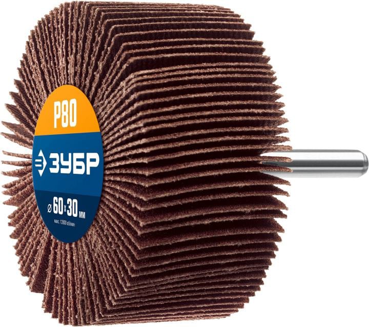 Зубр <36602-080> ЗУБР  d 60x30 мм, P80, круг  шлифовальный  лепестковый