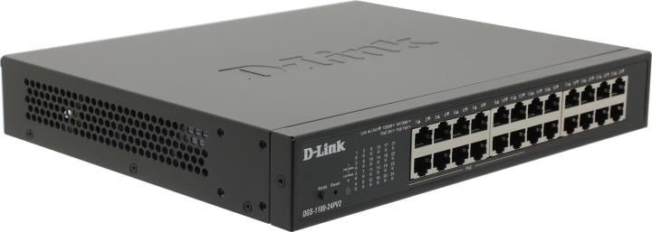 D-Link DGS-1100-24PV2/A1A Настраиваемый L2 коммутатор c 24 портами 10/100/1000Base-T (12 портов РоЕ 802.3af/at, PoE-бюдж