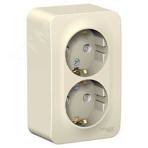 Розетка Systeme Electric BLNRA011212 2-ая с/з со шторками 16А, 250В, изолир. пластина Молочная наруж