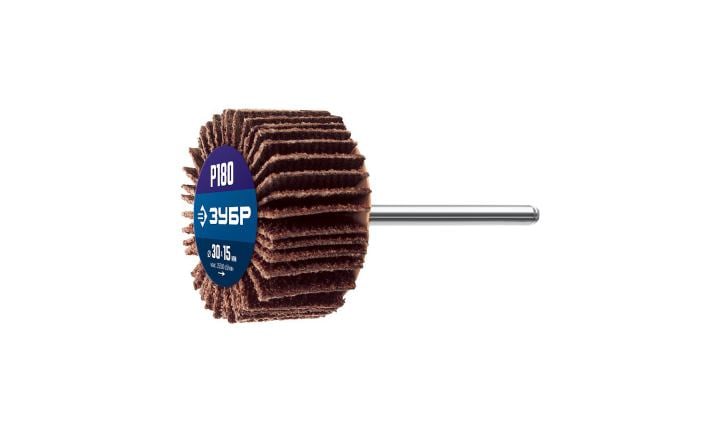 Зубр <36600-180> ЗУБР  d 30x15 мм, P180, круг шлифовальный лепестковый, на шпильке  d 3.2 мм
