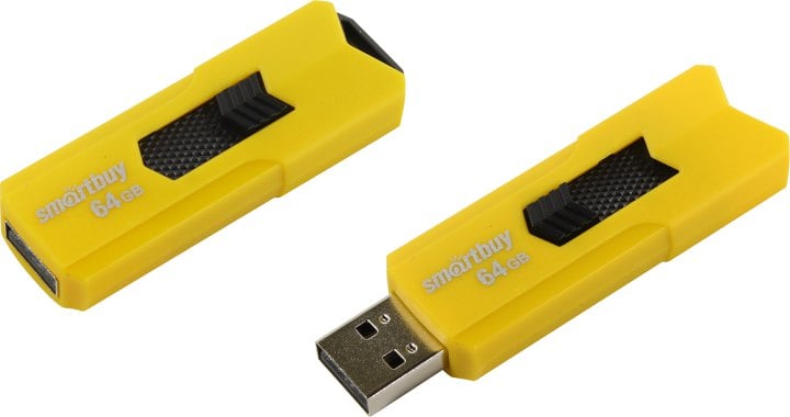 Флешка USB Smartbuy STREAM Yellow (SB64GbST-Y), 64Gb, USB 2.0, R/W 25/15, желтый/черный