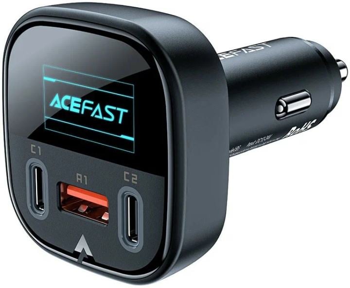 AF-B5-BK ACEFAST B5 101W 2C+A metal car charger с умным OLED дисплеем. Цвет: черный