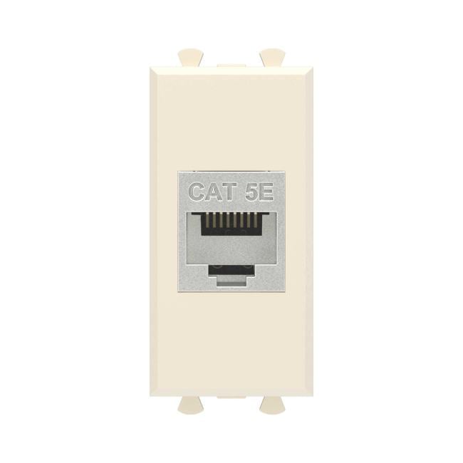 Розетка компьютерная DKC 4405761 RJ-45 без шторки модульная, кат.5е экранированная, Ванильная дымка, 1 модуль, Avanti