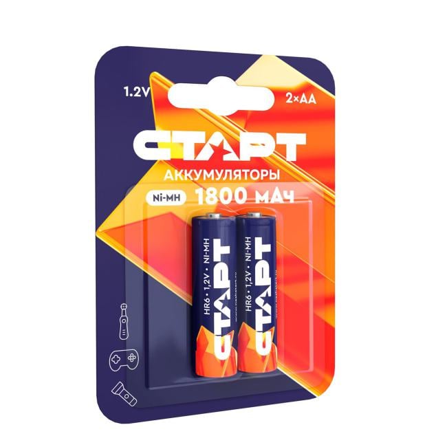 Аккумуляторы СТАРТ HR6 AA 1800mAh Ni-MH BL2 24/384, AA, 1800 мА·ч, 2 шт. в блистере