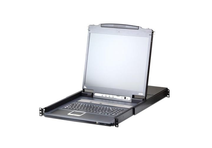 КВМ переключатель ATEN 17" 1-Local/Remote Share Access 16-Port PS/2-USB VGA Single Rail LCD KVM over IP switch