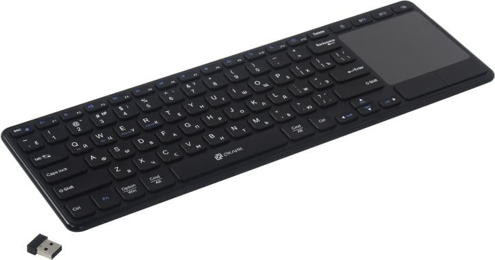 Клавиатура OKLICK K614W Black  <USB/Bluetooth>  85КЛ+TouchPad,  беспроводная <1979327>