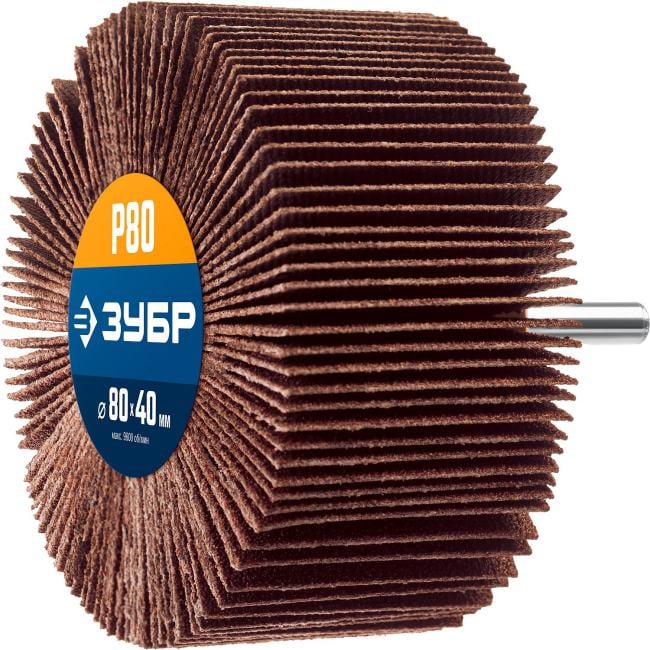 Зубр <36604-080> ЗУБР  d 80x40 мм,  P80,  круг  шлифовальный лепестковый