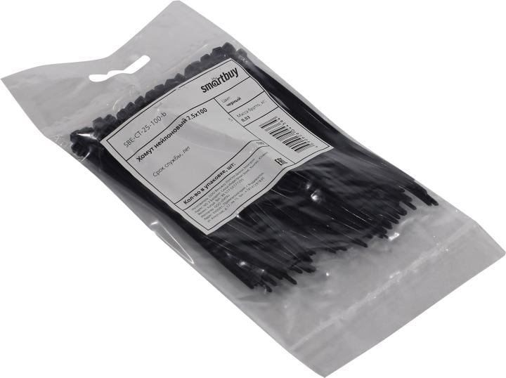Smartbuy <SBE-CT-25-100-b Black> Стяжка нейлоновая, неоткрыв. 100 мм, уп-ка  100  шт