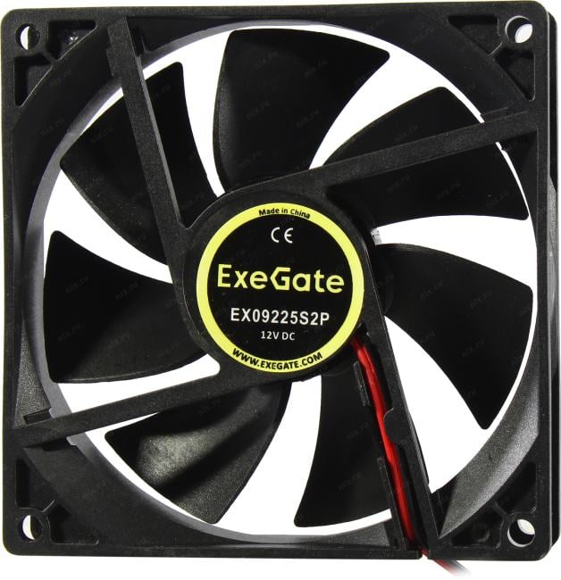 Exegate EX295240RUS Вентилятор 12В DC ExeGate EX09225S2P (92x92x25 мм, Sleeve bearing (подшипник скольжения), 2pin, 2100RPM, 25dBA)