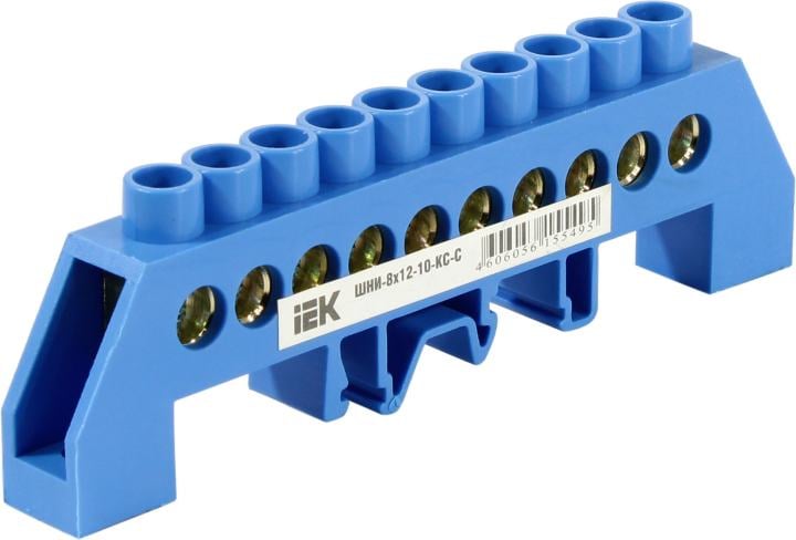 iEK <ШНИ-8х12-10-КС-С> Шина  N  ноль  комбинированный DIN-изолятор