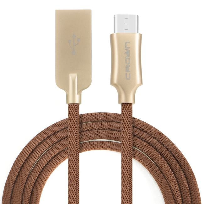 Кабель Crown USB - USB Type-C CMCU-3132C red; круглый; в тканевой оплётке; коннекторы Алюминий; ток 2А; 100 см; цвет кр