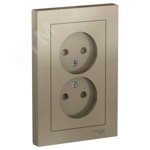 Розетка Systeme Electric ATN000522 AtlasDesign, двойная, без заземления, со шторками, 16А, в сборе, шампань