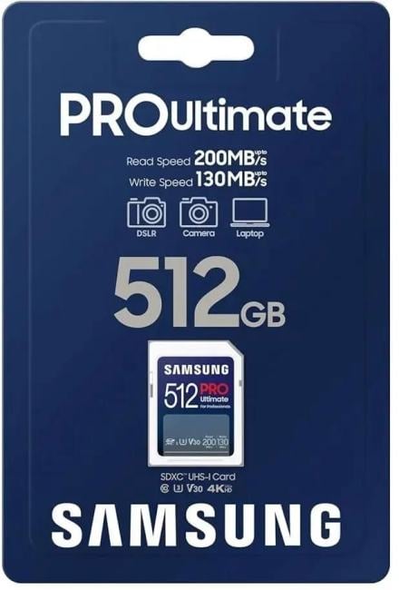 Флеш карта SDXC 512GB Samsung PRO Ultimate, W130МБ/с,  R200МБ/с,  <MB-SY512S/WW>