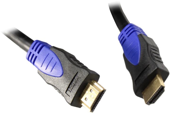 Кабель HDMI Wize [WAVC-HDMI-7.5M] 7.5 м, v.2.0b, 19M/19M, 4K/60 Hz 4:2:0/30 Hz 4:4:4, 28 AWG, HDCP 1.4, HDCP 2.2, Ethernet, позол.разъемы, экран, черный, эргономичный коннектор синего цвета, пакет