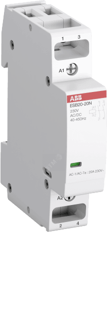 ABB 1SBE121111R0120 Контактор ESB20-20N-01 модульный (20А АС-1, 2НО),  катушка  24В  AC/DC (ESB20-20N-01)