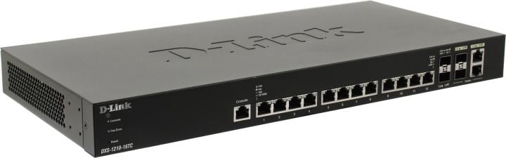 Коммутатор D-Link DXS-1210-16TC/B1A Настраиваемый L2+ коммутатор с 12 портами 10GBase-T, 2 портами 10GBase-X SFP+ и 2 комбо-портами 10GBase-T/SFP+