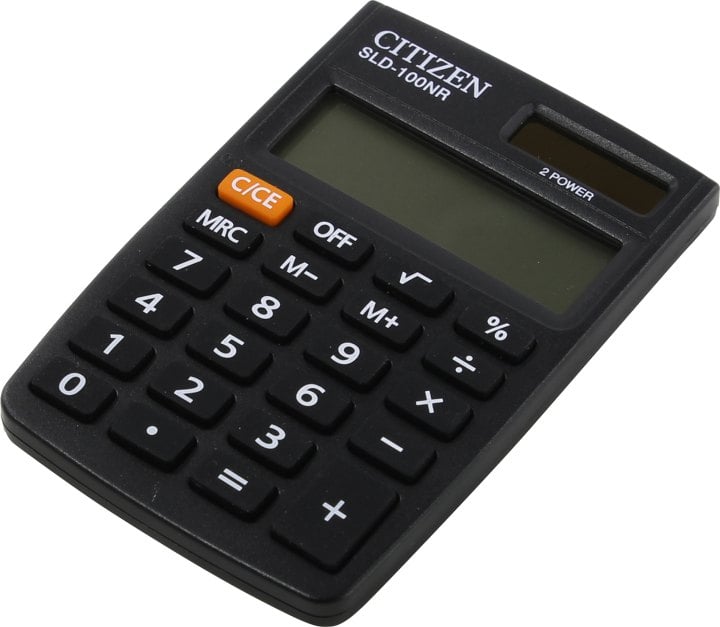 Калькулятор карманный Citizen SLD-100NR, 8 разр., двойное питание, 58*88*10мм, черный