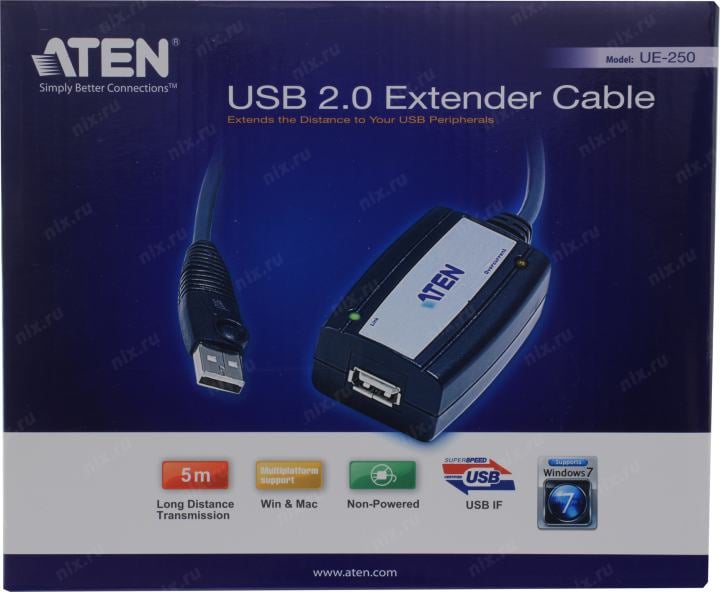 ATEN <UE-250> Кабель удлинительный активный  USB  2.0  A-->A 5м