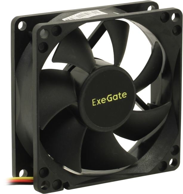 Вентилятор 12В DC ExeGate EX08025S3P (80x80x25 мм, Sleeve bearing (подшипник скольжения), 3pin, 2200RPM, 22.5dBA)