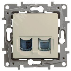 Legrand 672352 ETIKA Розетка телефонная+компьютерная RJ11+RJ45 категория 5 UTP слоновая кость (672352)