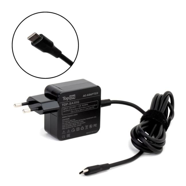 TopON TOP-SA30Q Блок питания TopON для Samsung 20V 1.5A/ 15V 2A / 9V 3A / 5V 3A  USB Type-C 30W.