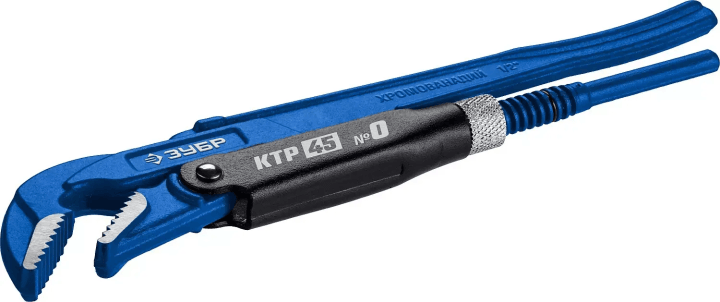 Зубр <27337-0_z02> ЗУБР КТР-45, №0, ключ  трубный, изогнутые губки