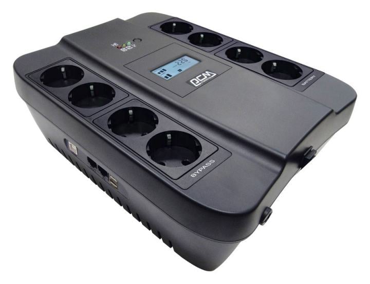 UPS 1100VA PowerCom Spider <SPD-1100U LCD USB Euro-1452054> +USB +защита  телефонной  линии/RJ45