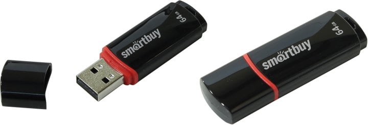Флешка USB Smartbuy Crown black (SB64GbCRW-K), 64Gb, USB 2.0, R/W 25/15, черный
