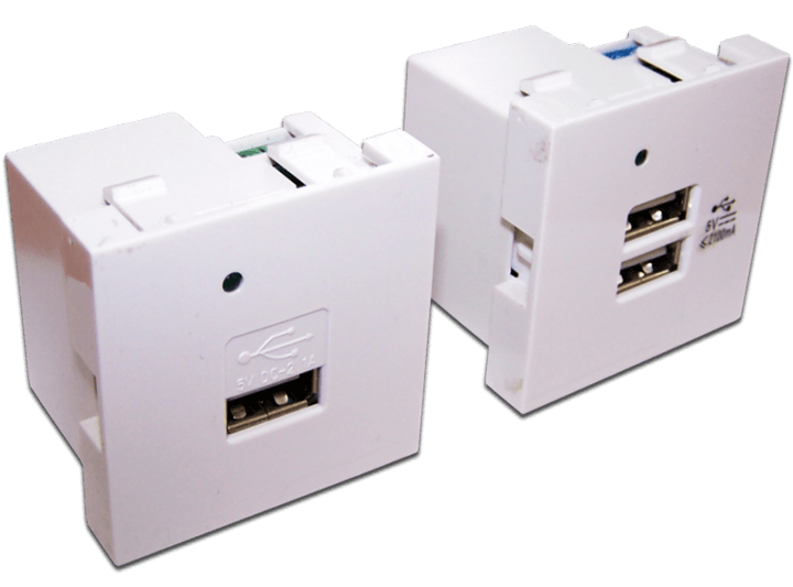 Модуль Lanmaster LAN-EZ45x45-2U/R2-WH для USB-зарядки, 2 порта,  45x45,  белый