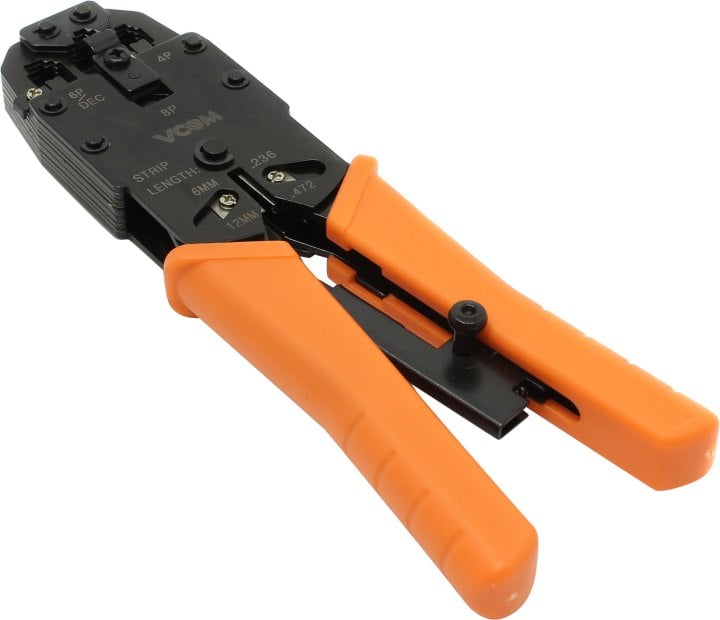 VCOM <D1903> Инструмент для обжима коннекторов RJ-45, RJ-11/12, с фикс.