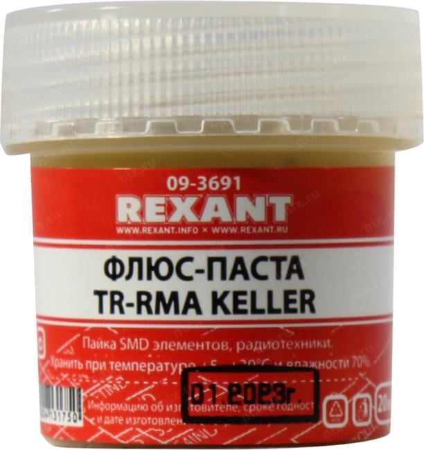 Флюс для пайки Rexant, паста TR-RMA KELLER, 20 мл, банка