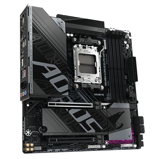 Материнская плата Gigabyte B840M AORUS ELITE WIFI6E, AM5, AMD B840, 4xDDR5, 4xSATA, 2xM.2, 1xPCIe 4.0 x16, 1xPCIe 3.0 x16, 1xHDMI, 1xDP, 1x2.5Gb LAN, Wi-Fi 6E, Bluetooth 5.3, 1xUSB-C 10Gbps, 1xUSB-C 5Gbps, 2xUSB-A 10Gbps, 2xUSB-A 5Gbps, 4xUSB-A 2.0, 1xPS/2, 3x3.5 мм, 7.1, mATX