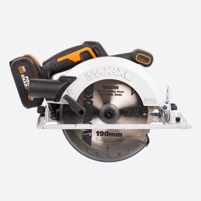 Worx WX520 Циркулярная пила аккумуляторная бесщеточная WORX WX520, 20В 190 мм, 4Ач х1, ЗУ 2А, сумка, коробка
