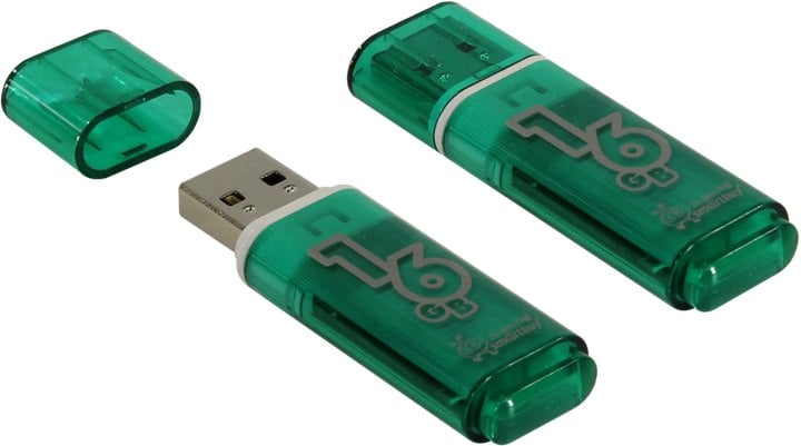Флешка USB Smartbuy Glossy series Green (SB16GBGS-G), 16Gb, USB 2.0, R/W 25/15, зеленый