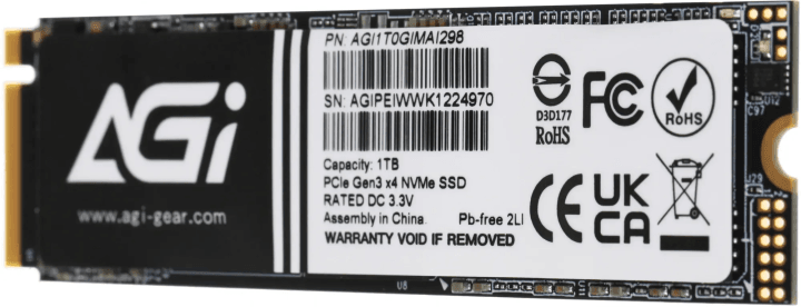 AGI1T0GIMAI298 Твердотельный накопитель SSD AGI AI298 M.2 2280 1TB Client SSD PCI-E 3.x  x4, 3D NAND