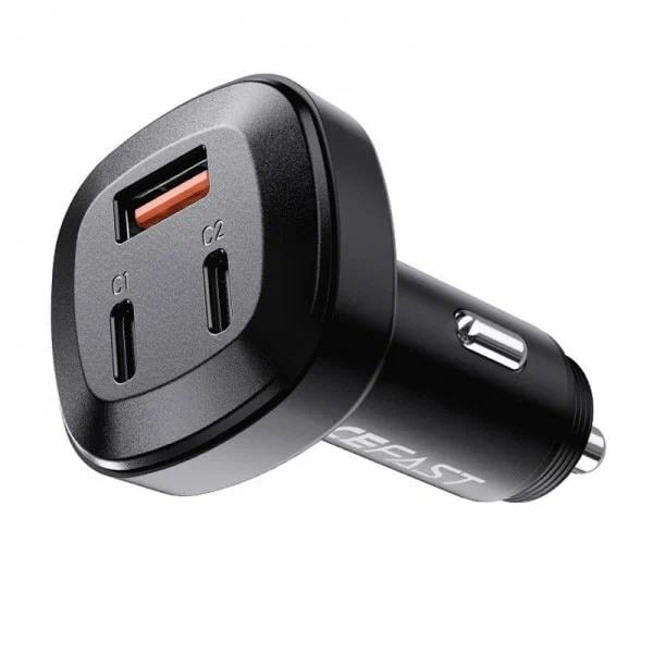 AF-B3-BK трехпортовое ACEFAST B3 66W USB-C+USB-C+USB-A three-port metal car charger. Цвет: черный