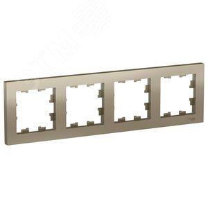 Рамка Systeme Electric ATN000504  AtlasDesign,  4-постовая,  универсальная, шампань